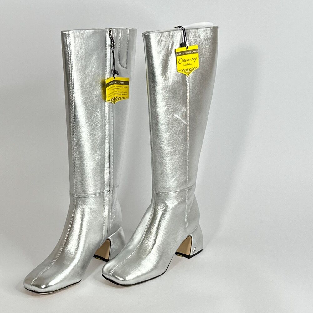 Circus NY By Sam Edelman Knee Length Boots Sliver Size 6 W/Zipper